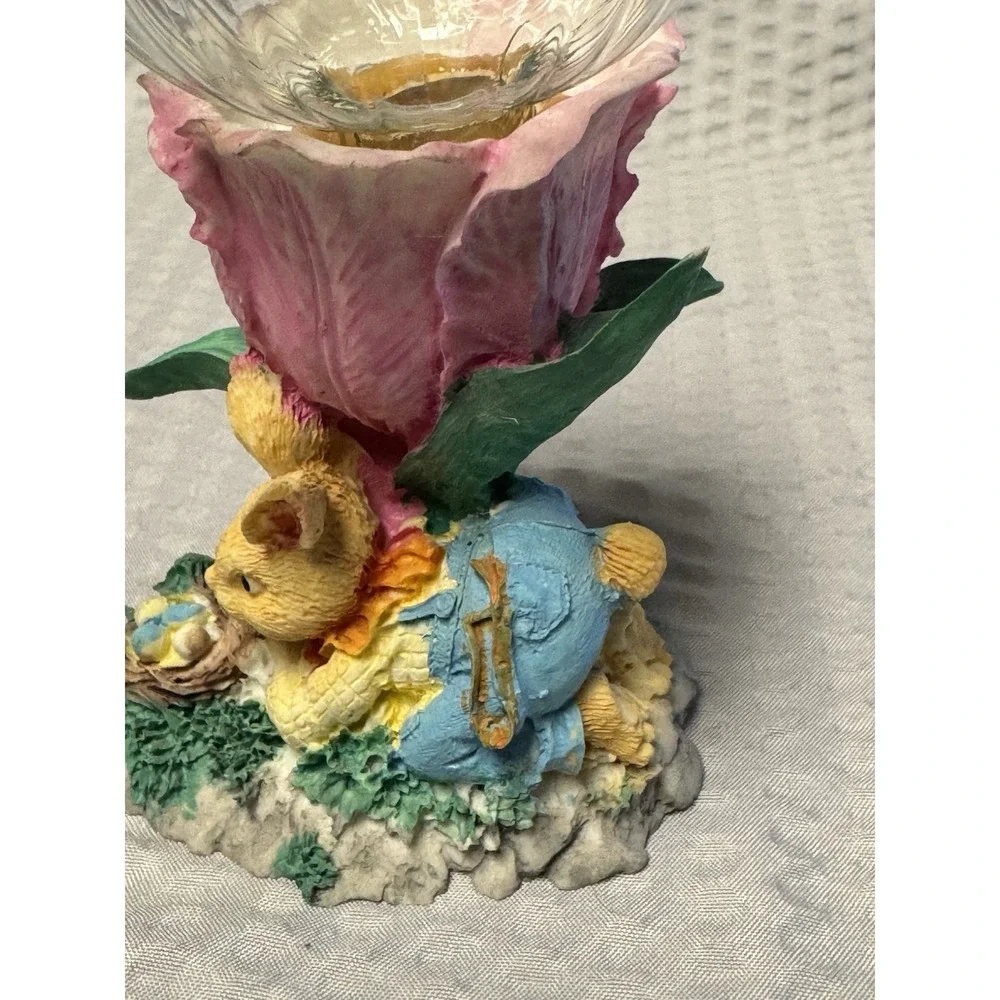Vintage Avon Easter Tulip Bunny‎ Eggs Grass Votive Candle Holder